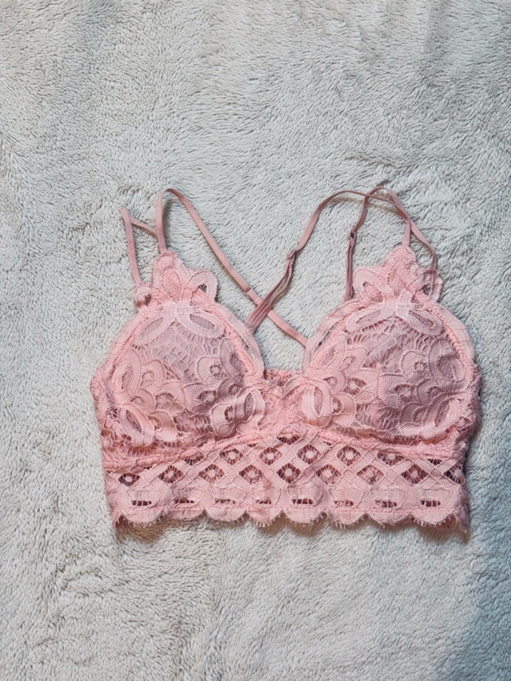 Anemone Blush Pink Lace Bandeau Bralette